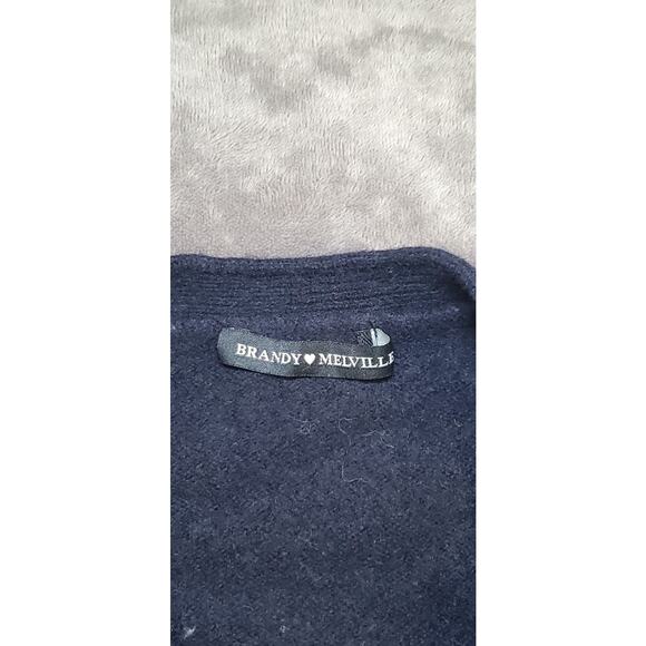 Brandy Melville Sweater Womens OS Navy Crop Cardigan Button Wool Cashmere C26-30 - Picture 6 of 10